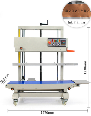 1243*580*1228mm FR-1100V Vertical Continuous Band Sealing Machine per sacchetti di plastica alimentari