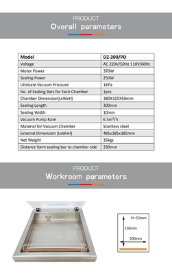 Pressione di vuoto finale 1KPa DZ-300 Portatile automatico sigillante di vuoto per alimenti industriali