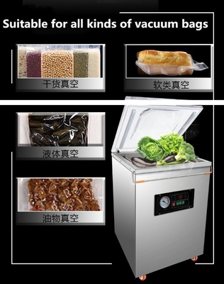 Macchina di imballaggio a vuoto per carne a pompa a vuoto da 900W con dimensioni di camera L380*W400*H140mm