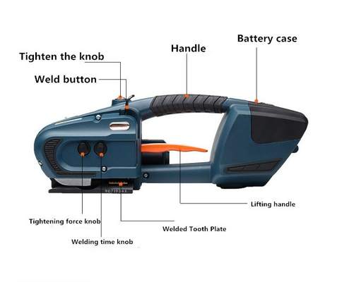2-5s Tempo di saldatura Semi-automatica Batteria elettrica azionata Strumenti di avvolgimento per PP e PET